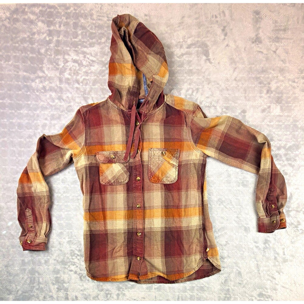 Carhartt Women's Hooded Plaid Button Front Cotton Shacket Jacket Size S
